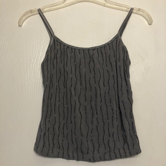 Beautiful Beaded Grey Tank/Crop Top - Picture 1 of 2